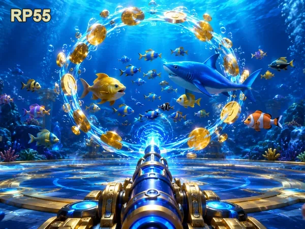 Tampilan permainan Fishing Expert dengan target ikan di bawah laut